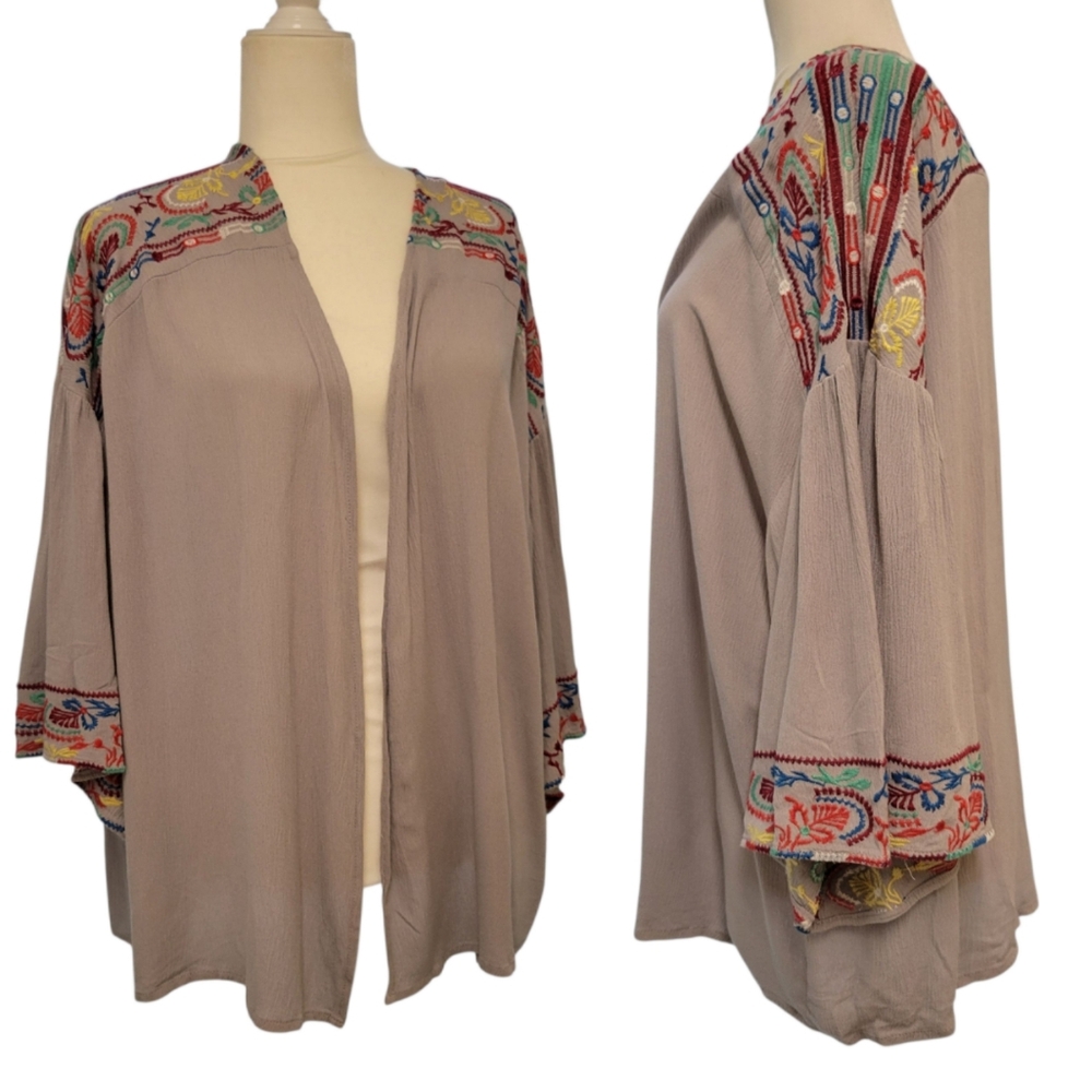 Umgee Boho Embroided Kimono Cardigan Open Front  Size S/M